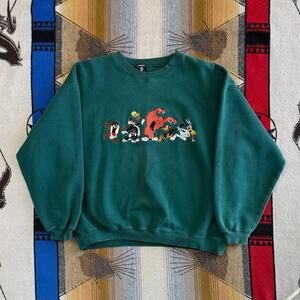 Vintage 90s Looney Tunes Embroidered Crewneck Sweatshirt Size Large 1996 USA